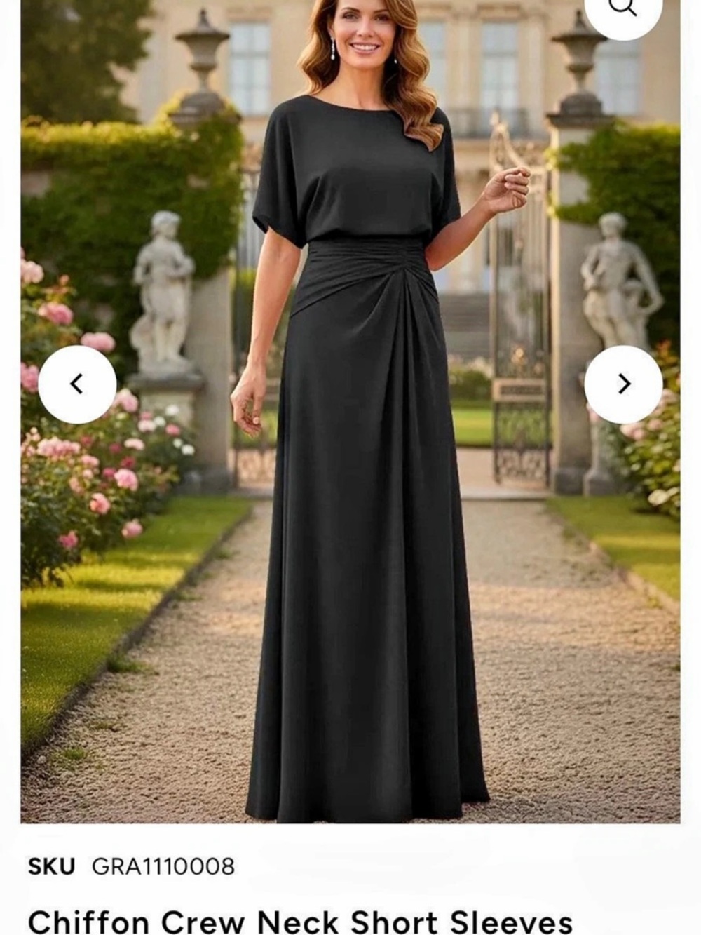 NWT Gracins Chiffon Crew Neck Short Sleeves Pleated Mother of the Bride - Groom